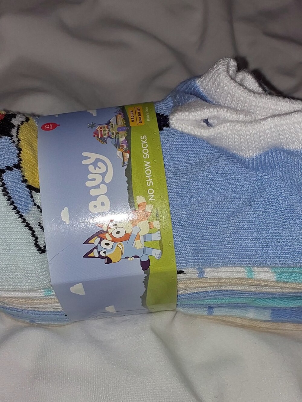 BLUEY Light Blue No-Show Socks - 12 Pairs Size M(10-3)
